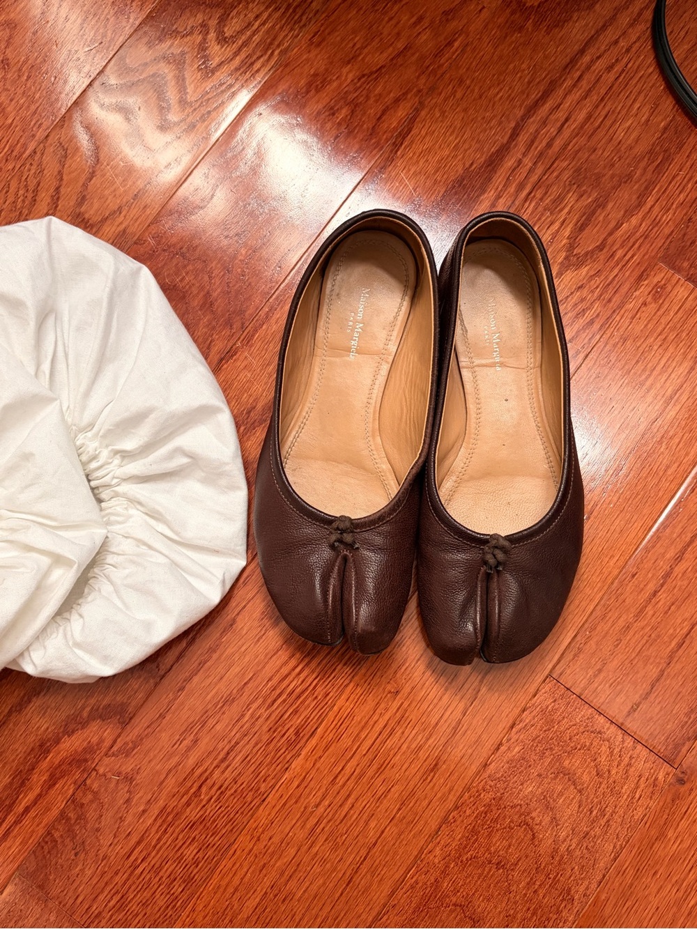 Margiela Camel Leather Tabi Flats